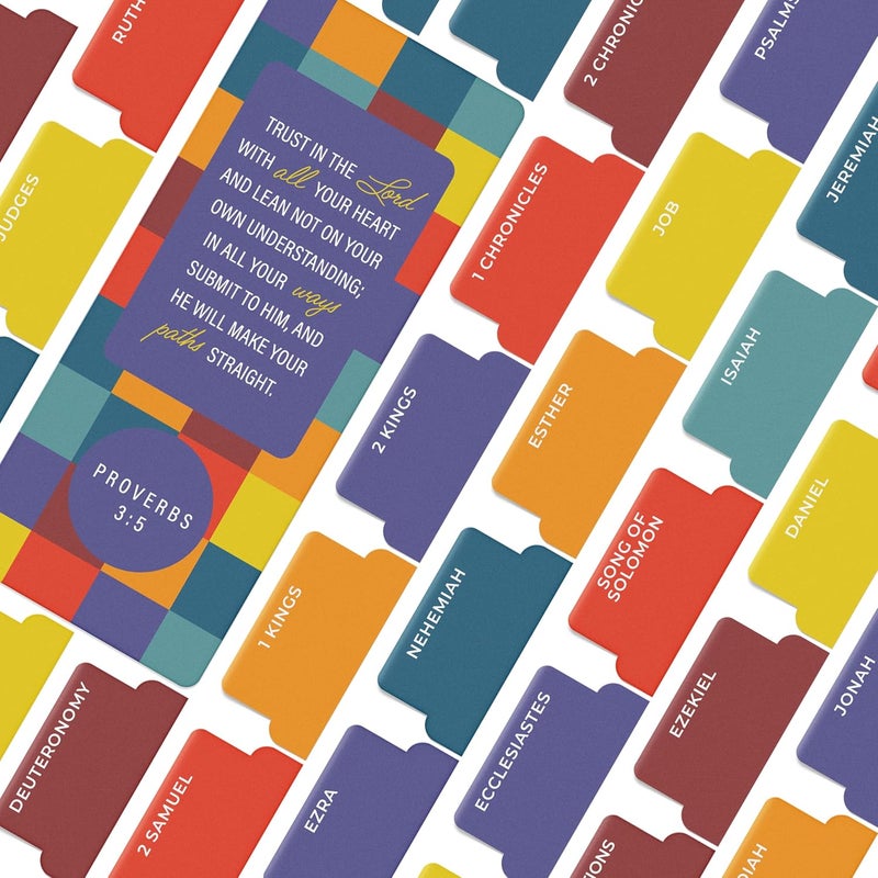 OFFILICIOUS Yellow & Blue Bible Book Tabs, 100 Soft-Touch, Laminated, Rainbow Bible Tabs for Bible, Protestant & Catholic Bible Tabs, Mini Bible Tabs for Women & Men - Image 1